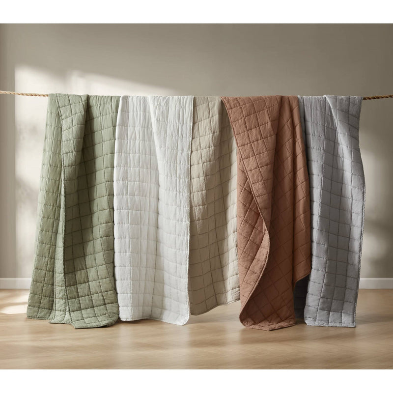3-Piece King/Cal King Linen Garment Washed Quilt Set,Clay