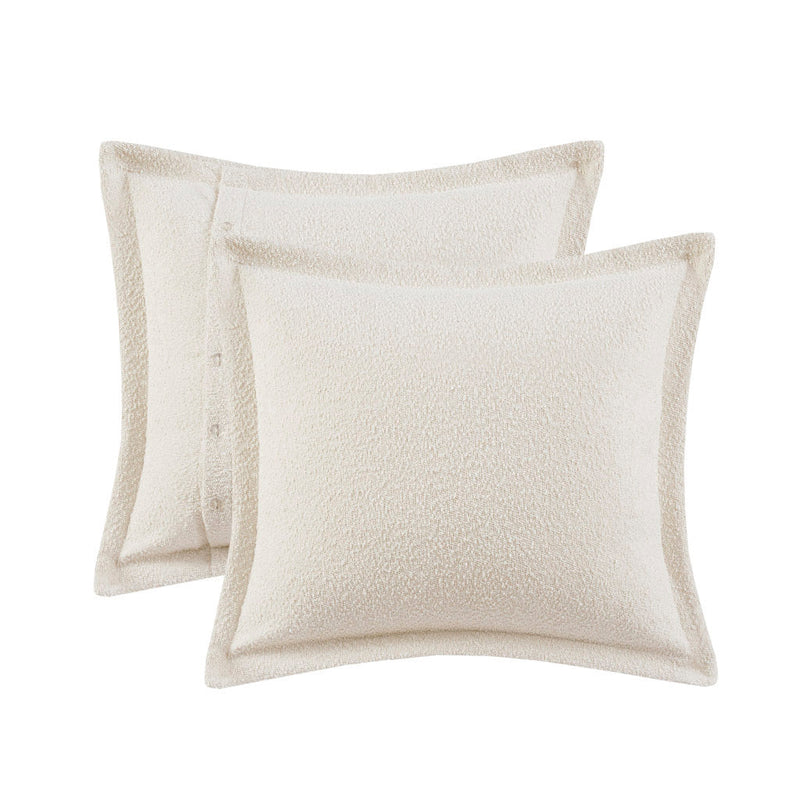 Oversized Chenille Jacquard Striped Comforter Set with Euro Shams and Throw Pillows