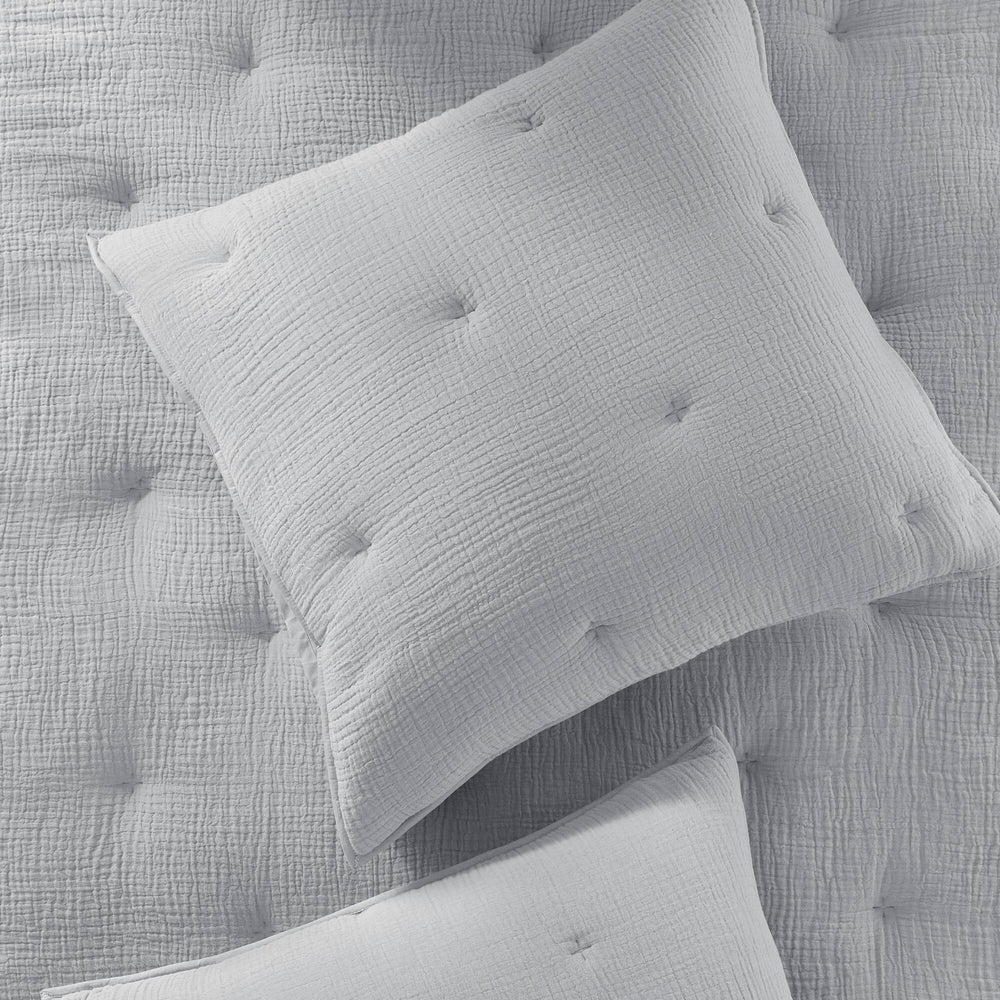 3-Piece Full/Queen Cotton  Embroidered Quilt Set,Blue Media 8