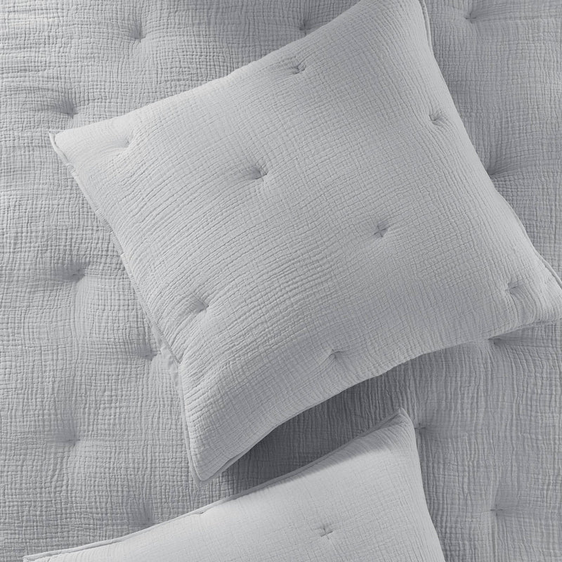 3-Piece Full/Queen Cotton  Embroidered Quilt Set,Blue