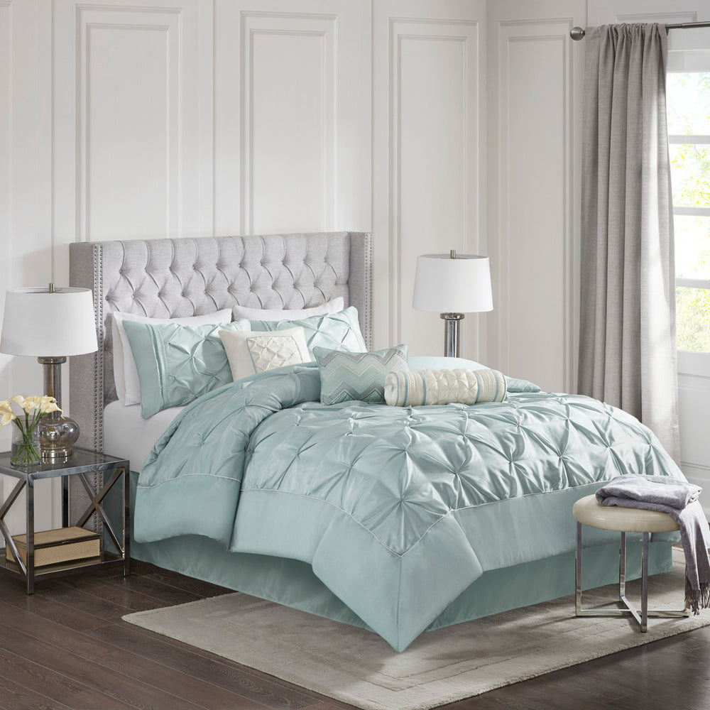 7 Piece Tufted Comforter Set Seafoam Cal King Media 1