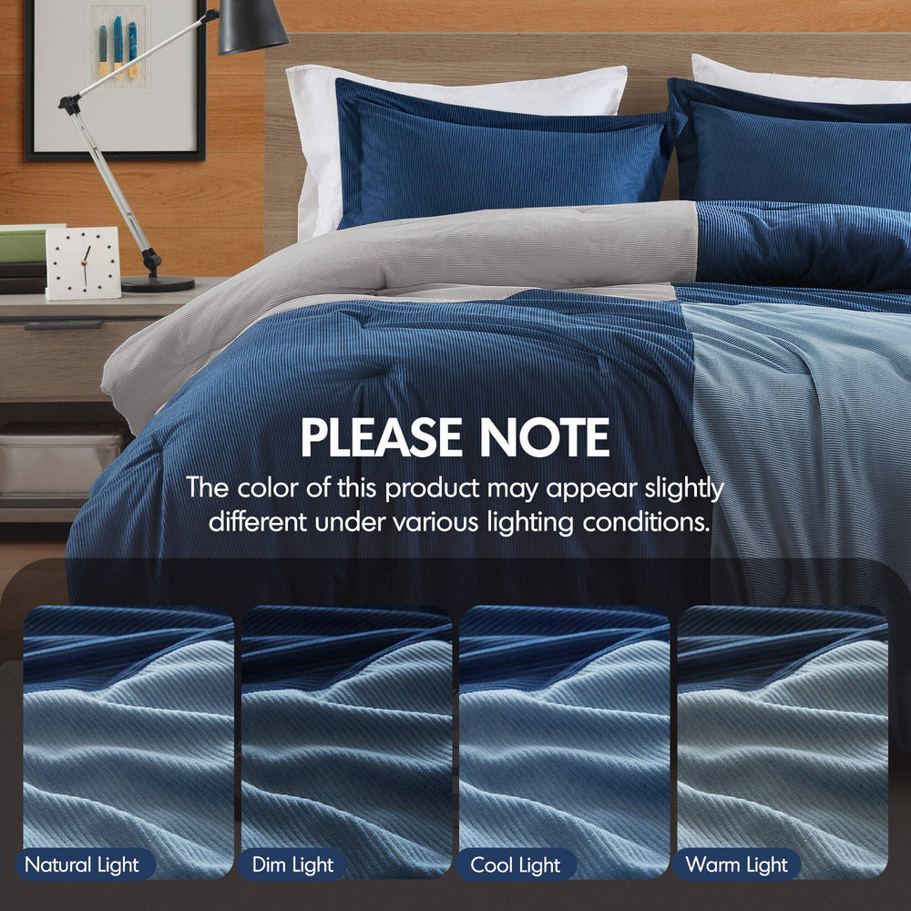 3 Pieces Full/Queen Comforter Set,Blue Media 6