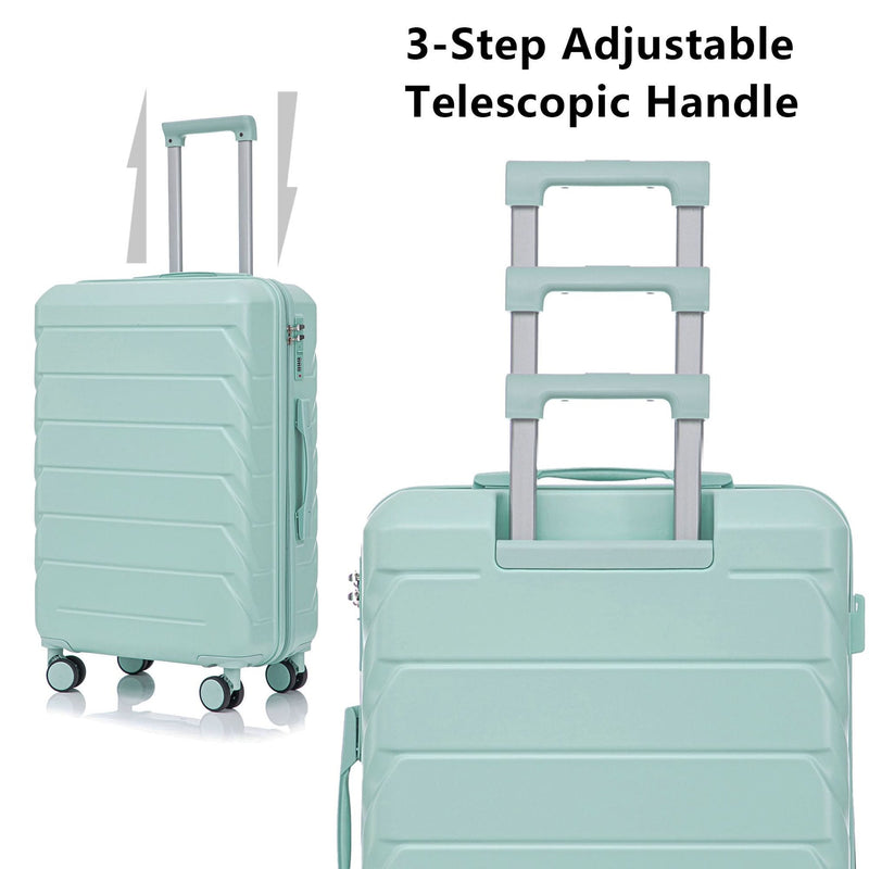ABS Spinner Luggage Mint Green Durable 3 Piece Set & Combination Lock