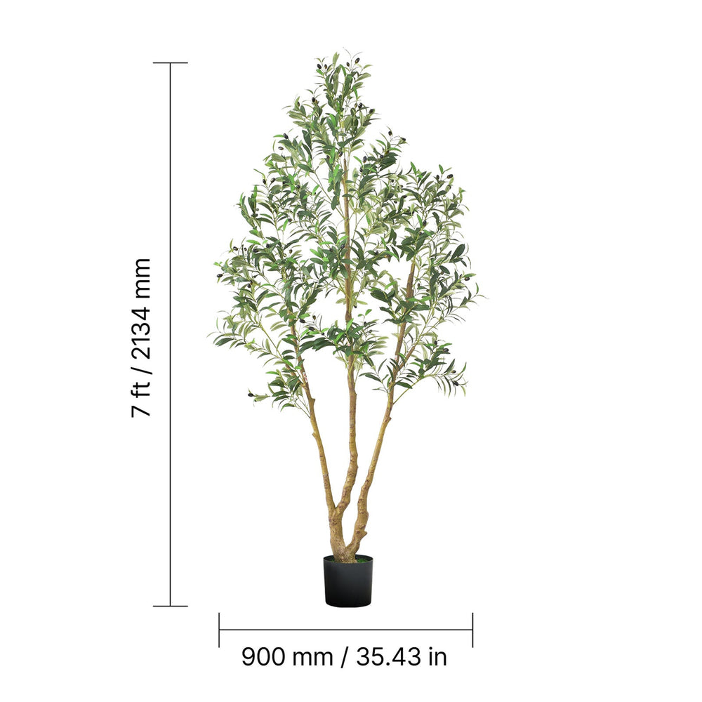 7FT Artificial Olive Tree Tall Fake Plant with Black Pot for Home Office Use Media 5