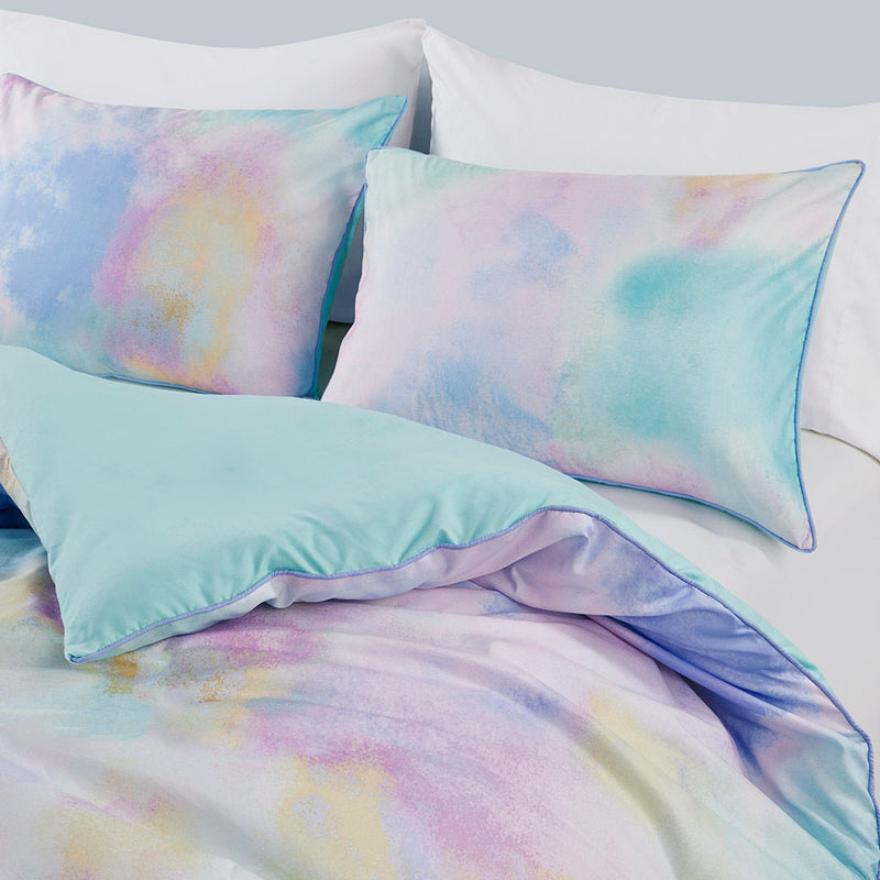 Twin/Twin XL Watercolor Tie Dye Printed Duvet Cover Set with Throw Pillow