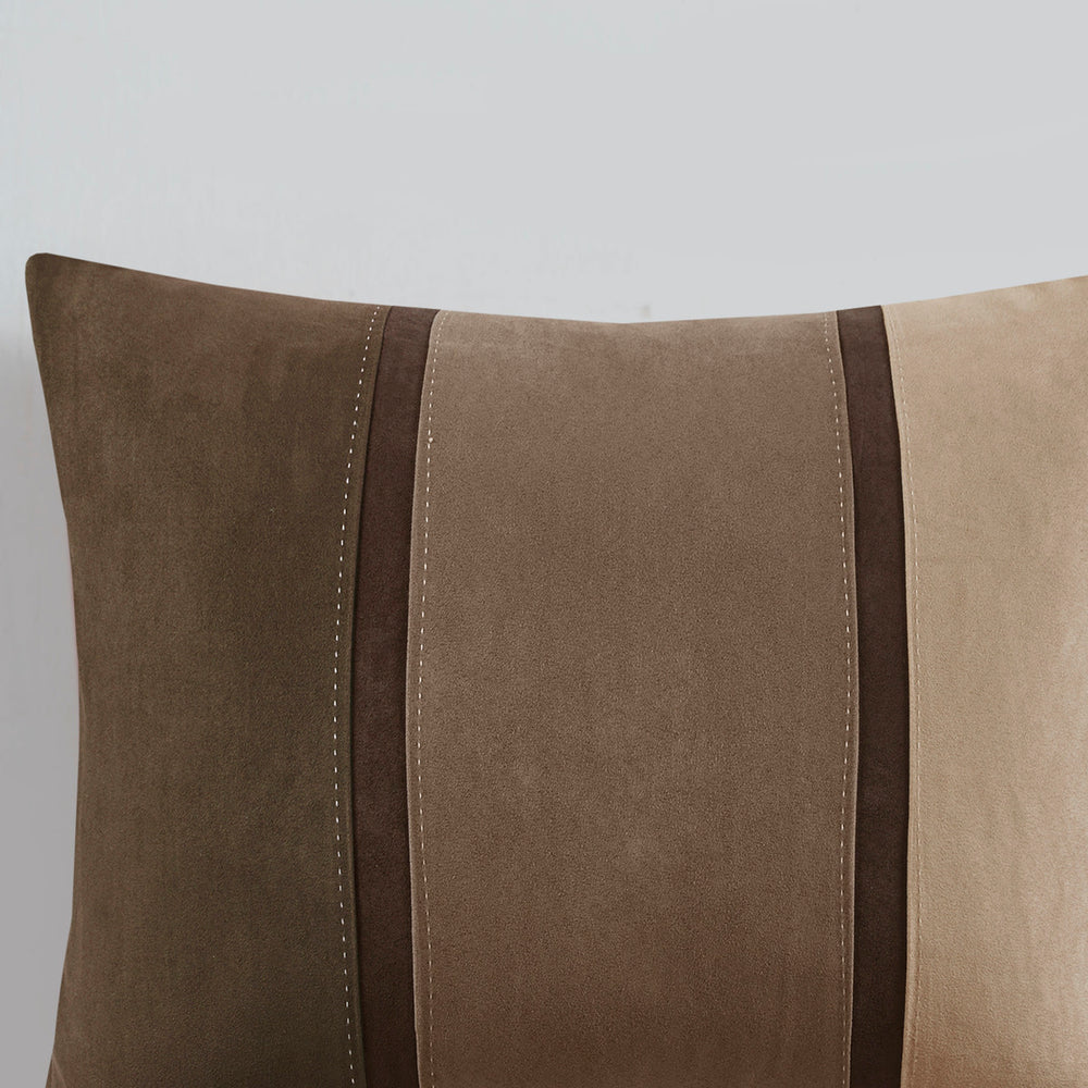 7 Piece Faux Suede Comforter Set Brown King Media 9