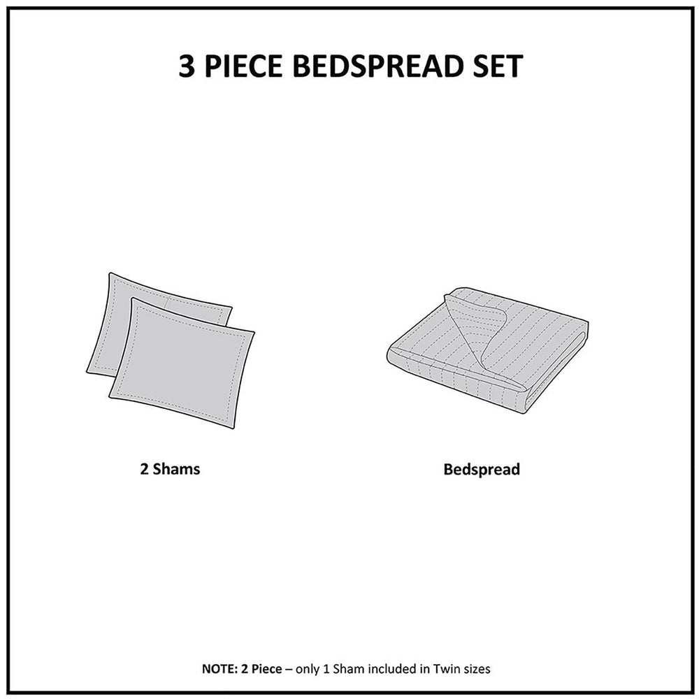 3 Piece Reversible Bedspread Set White Full/Queen Media 2