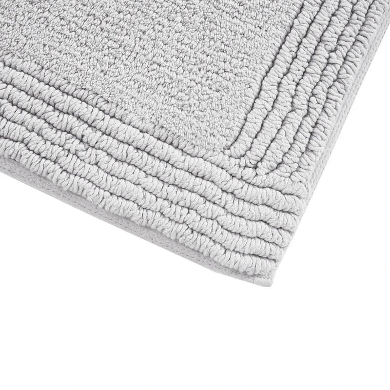 Cotton Bath Rug Heavyweight Tufted & Reversible Grey 21x34 Inches