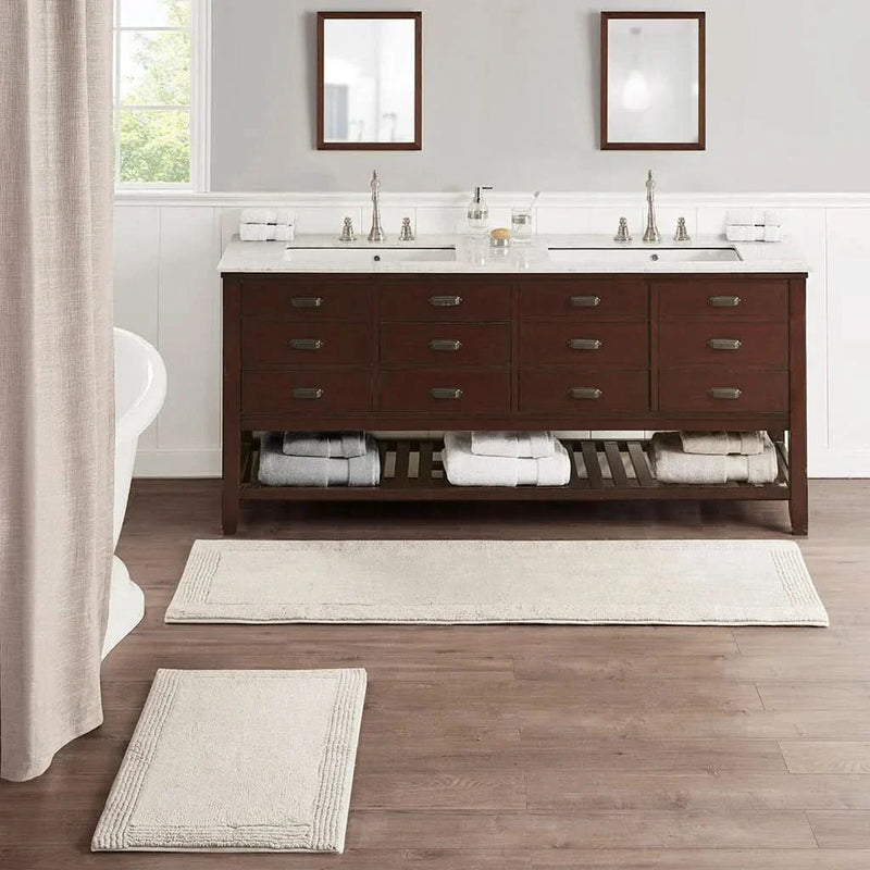 Cotton Bath Rug Reversible 21x34 Natural Living Room Decor Accent