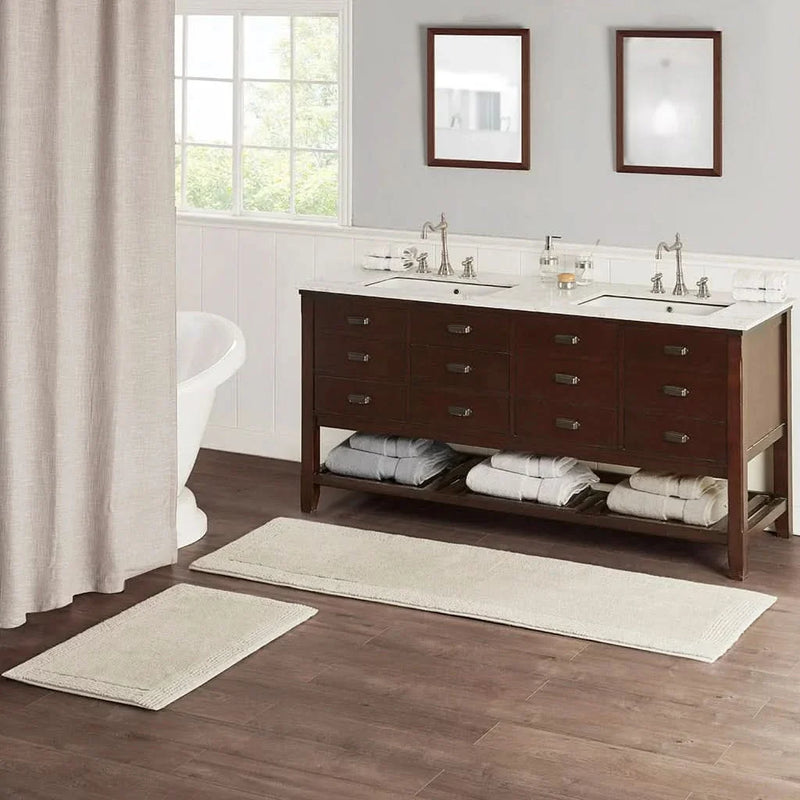 Cotton Bath Rug Reversible 21x34 Natural Living Room Decor Accent