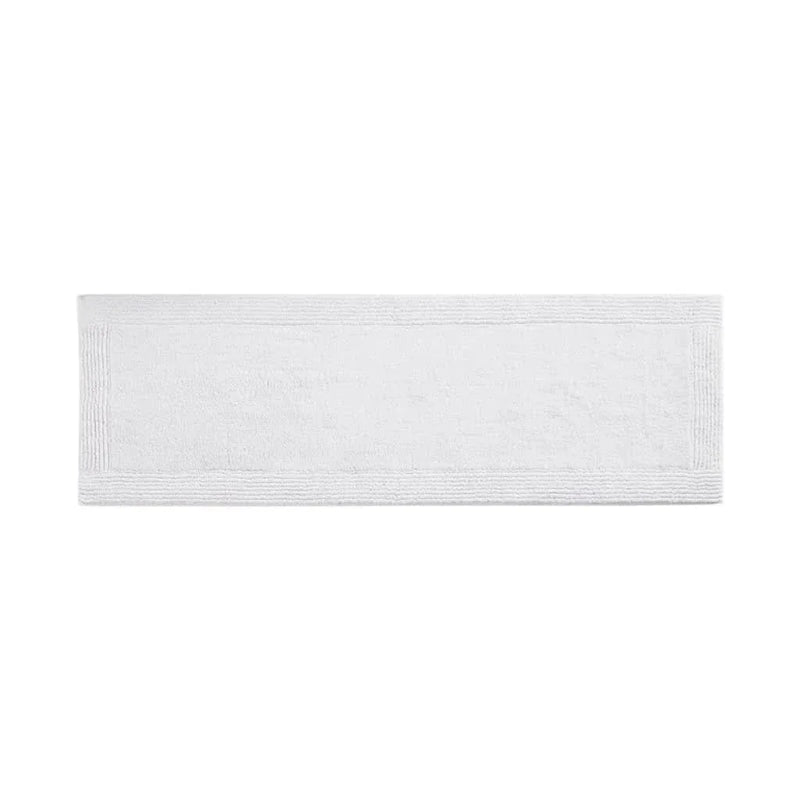 Cotton Bath Rug Heavyweight Reversible 24x72 Inches White Made In India