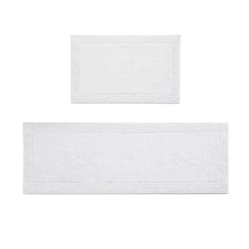 Cotton Bath Rug Heavyweight Reversible 24x72 Inches White Made In India