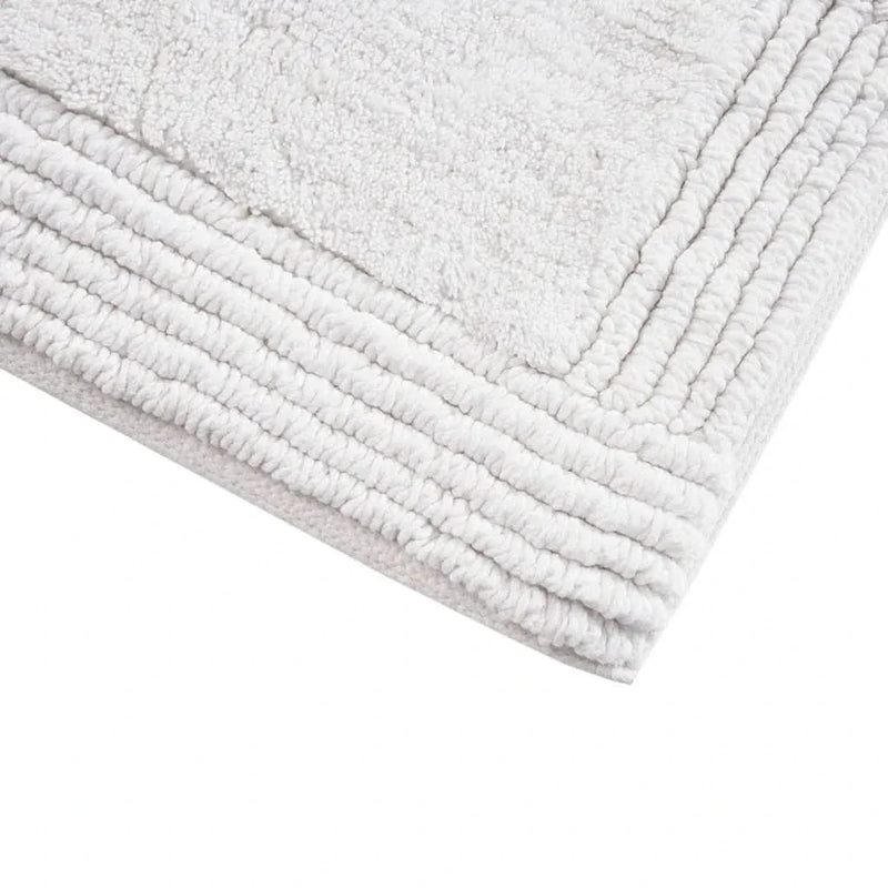 Cotton Bath Rug Heavyweight Reversible 24x72 Inches White Made In India