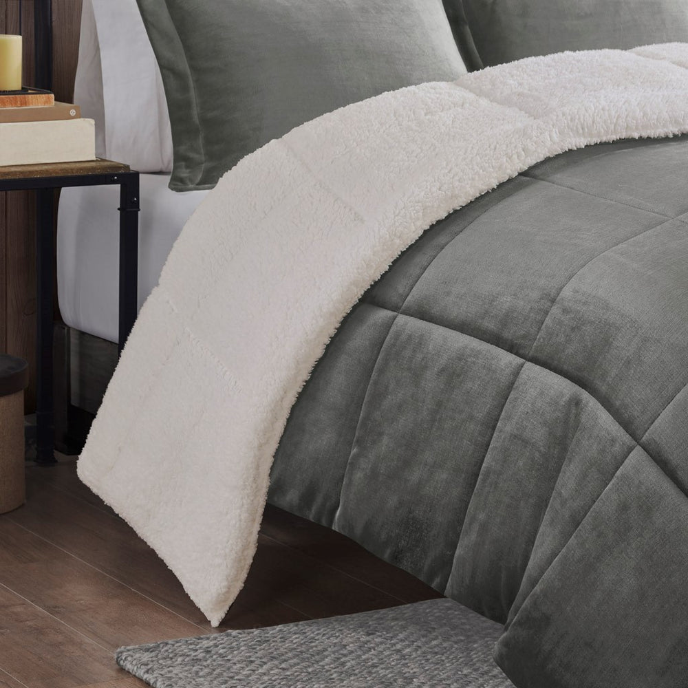 Full/Queen Plush to Sherpa Down Alternative Comforter Set Media 10