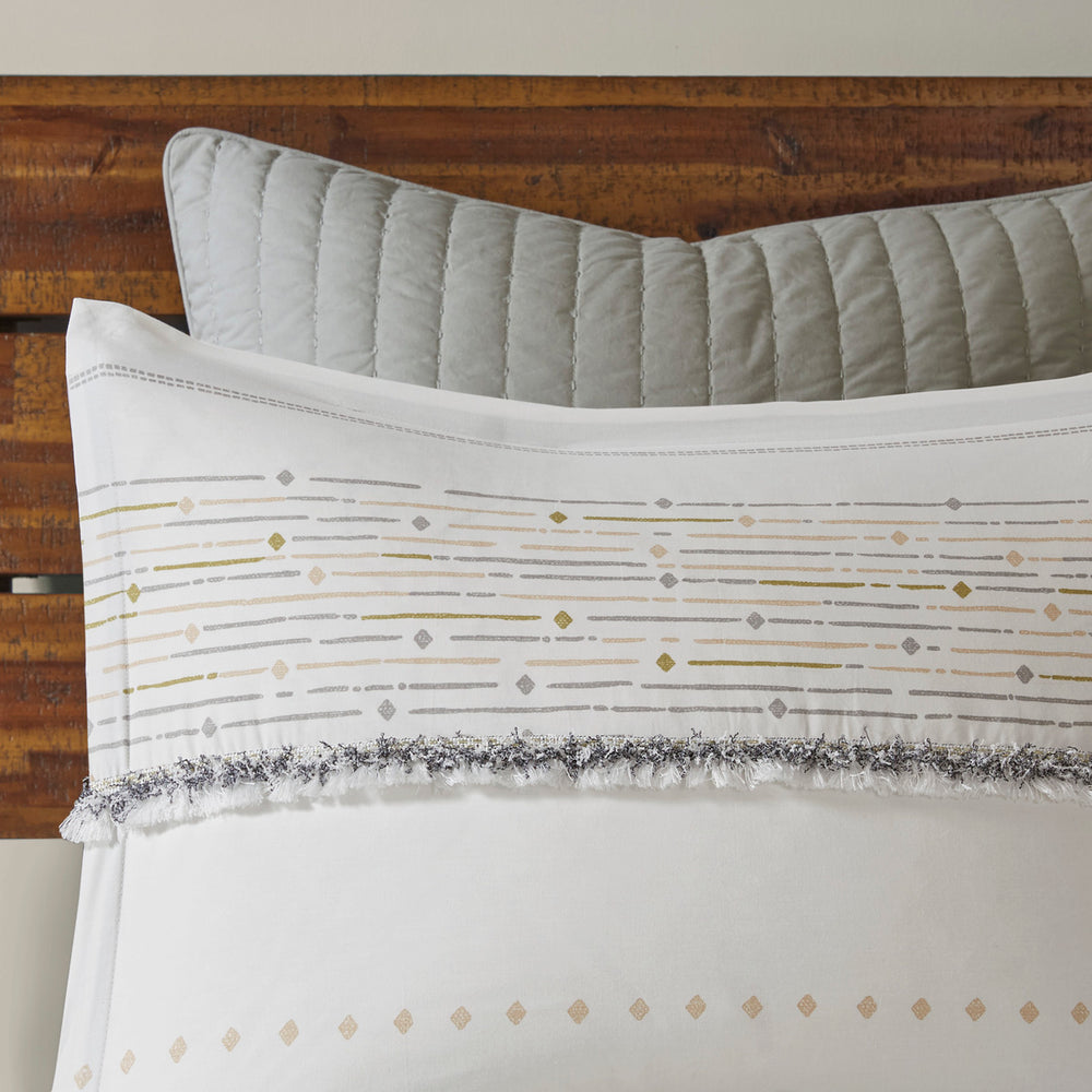 Full/Queen Cotton Printed Duvet Cover Set with Trims Media 4