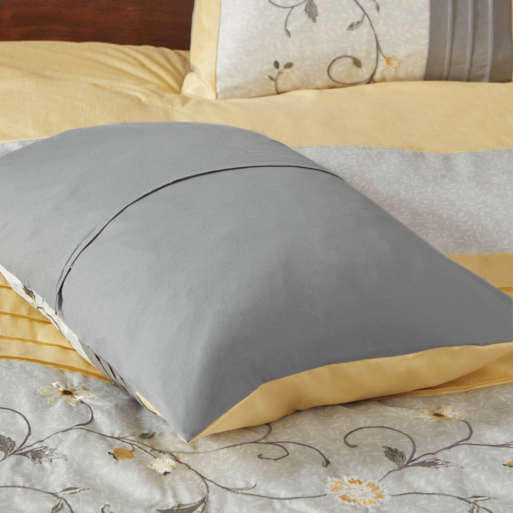 Embroidered 7 Piece Comforter Set Yellow Queen Media 3