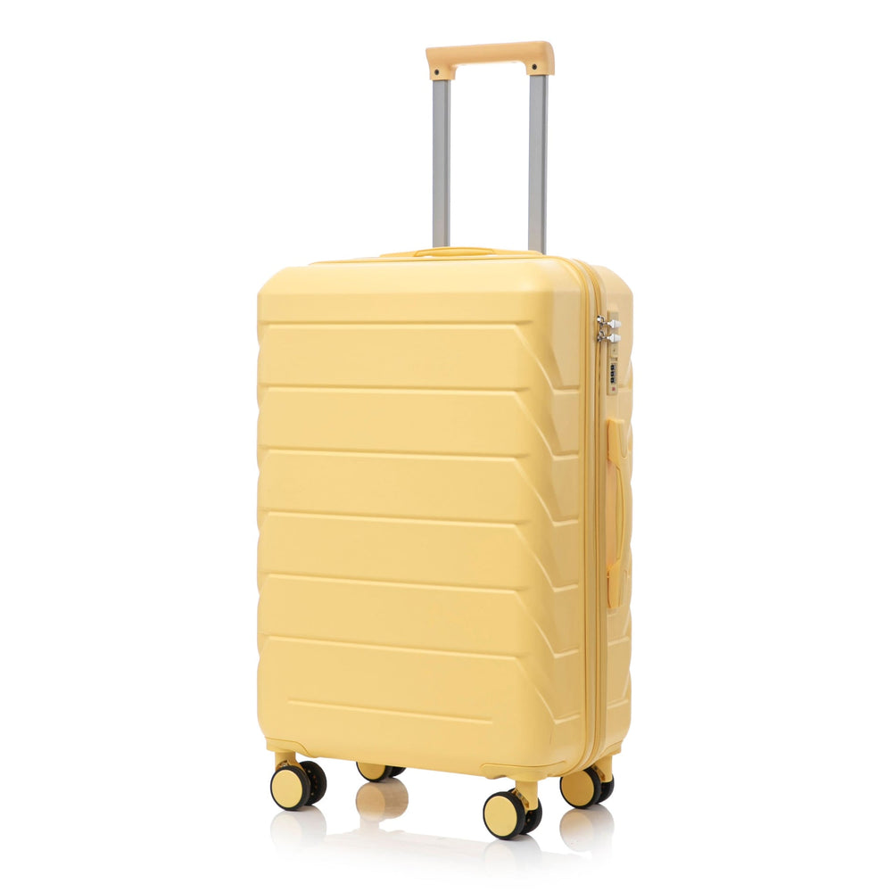 ABS Luggage Set Spinner Wheel 3-Piece Yellow Waterproof Travel Case 20 24 28 Inch Media 22