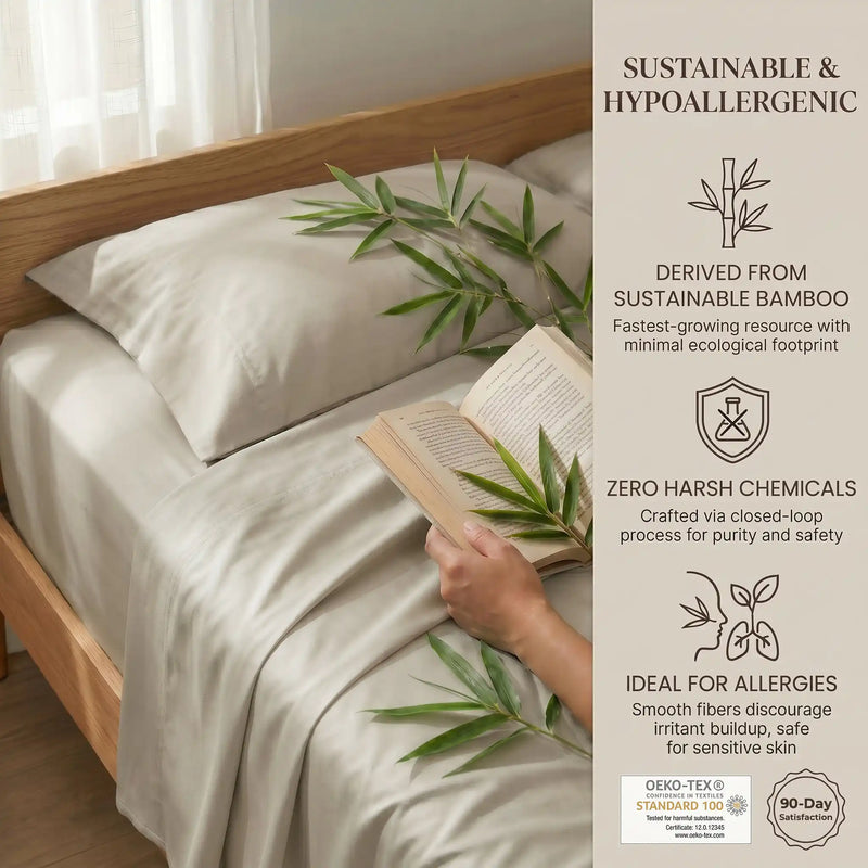 Bamboo Sheet Set Organic Bamboo & Oeko-Tex Certified Soft Sleep Comfort