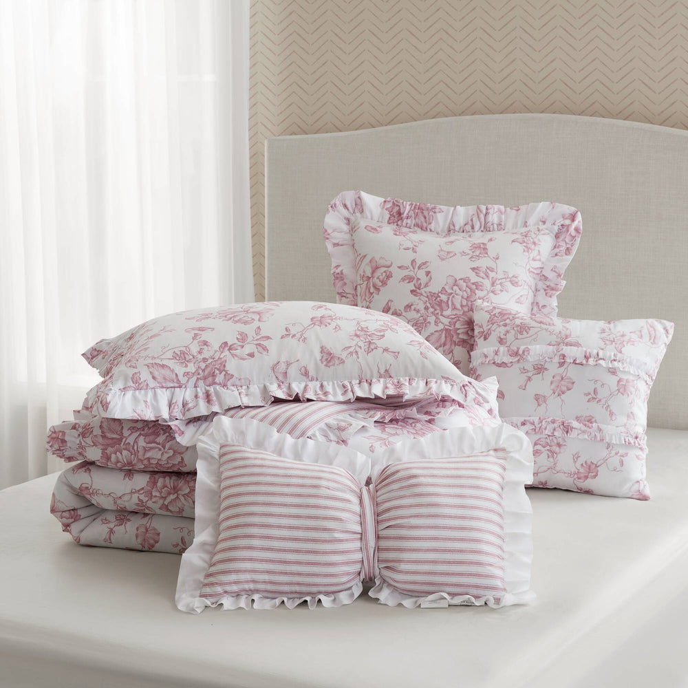 5 Pieces King Comforter Set with Decorative Pillows,Pink Media 13