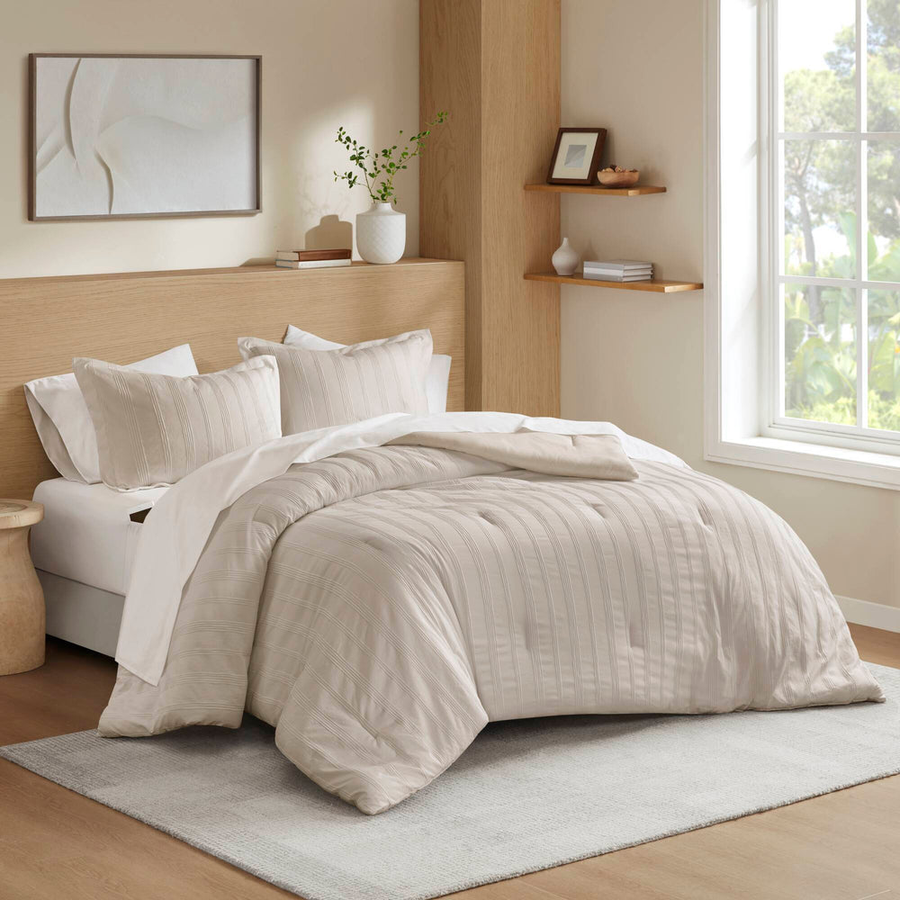 7-Piece Full Woven Striped Comforter Set Media 1