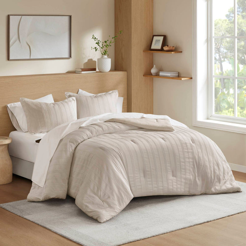 7-Piece Cal King Woven Striped Comforter Set