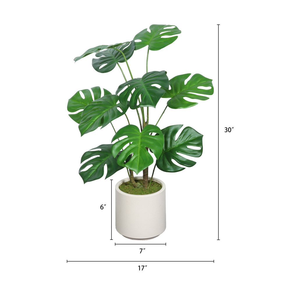 30'' Artificial Monstera Deliciosa Plant with White Pot, 2 pcs / set Media 6