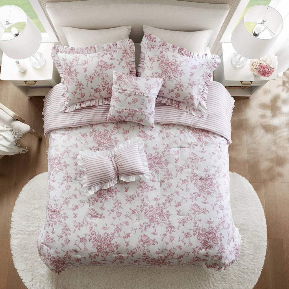 5 Pieces King Comforter Set with Decorative Pillows,Pink Media 18