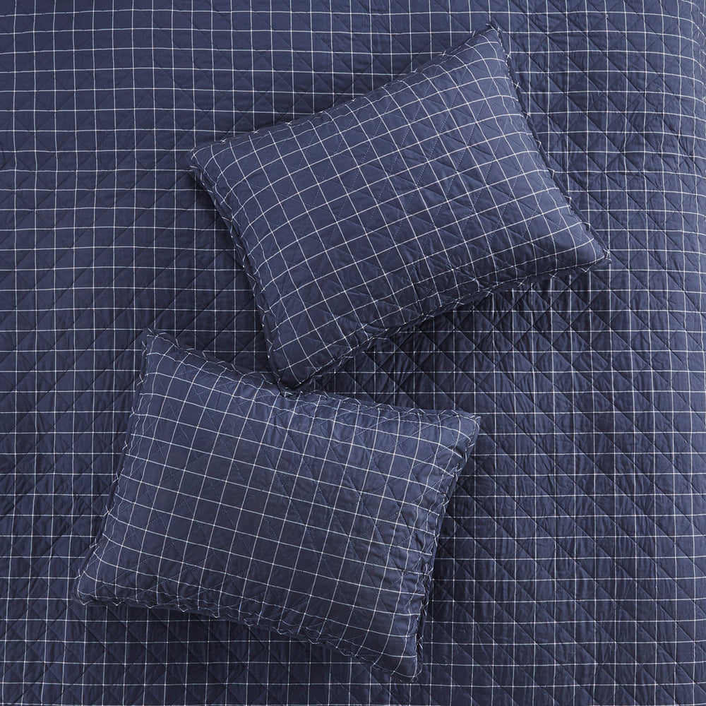 3 Piece Reversible Printed Quilt Set Green / Navy King/Cal King Media 18