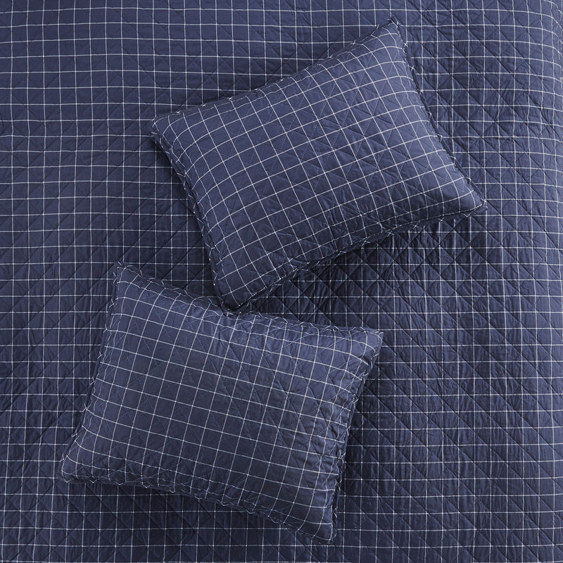 3 Piece Reversible Printed Quilt Set Green / Navy King/Cal King