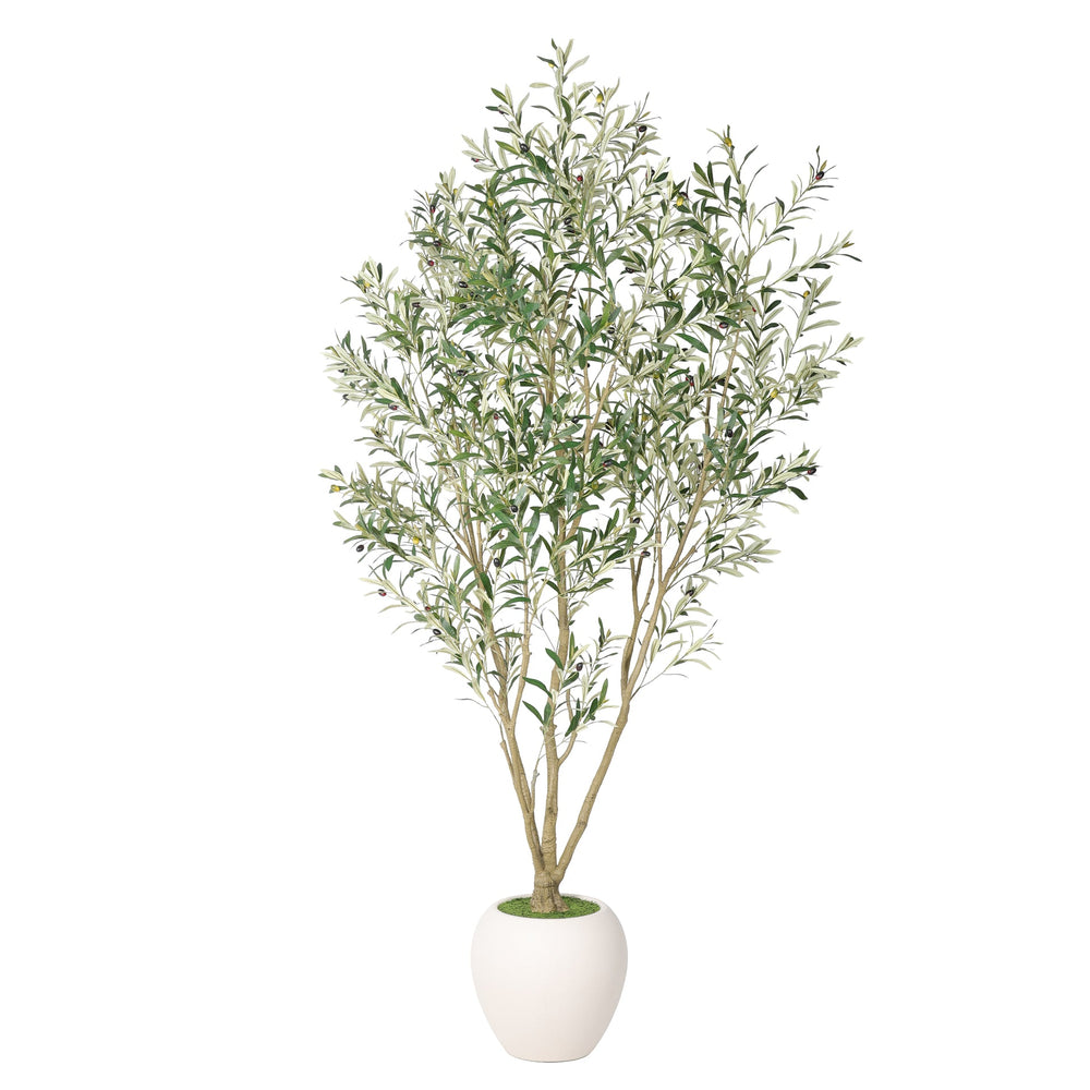 8FT Artificial Olive Tree With Big Decorative White Planter, Tall Indoor & Covered Outdoor Decorative Tree, 1pc/set Media 5