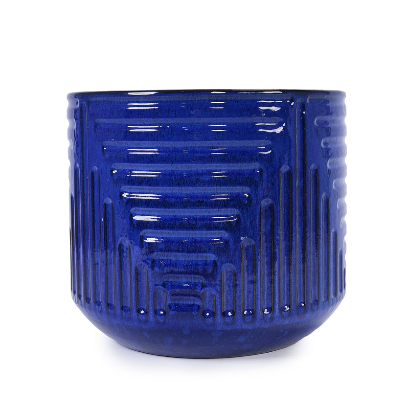 16' Dia Round Planters for Indoor Plants, Large Outdoor Planters with Drainage Holes, Ceramic Plant Pots Indoor & Outdoor for Home Garden Patio - Dark Blue