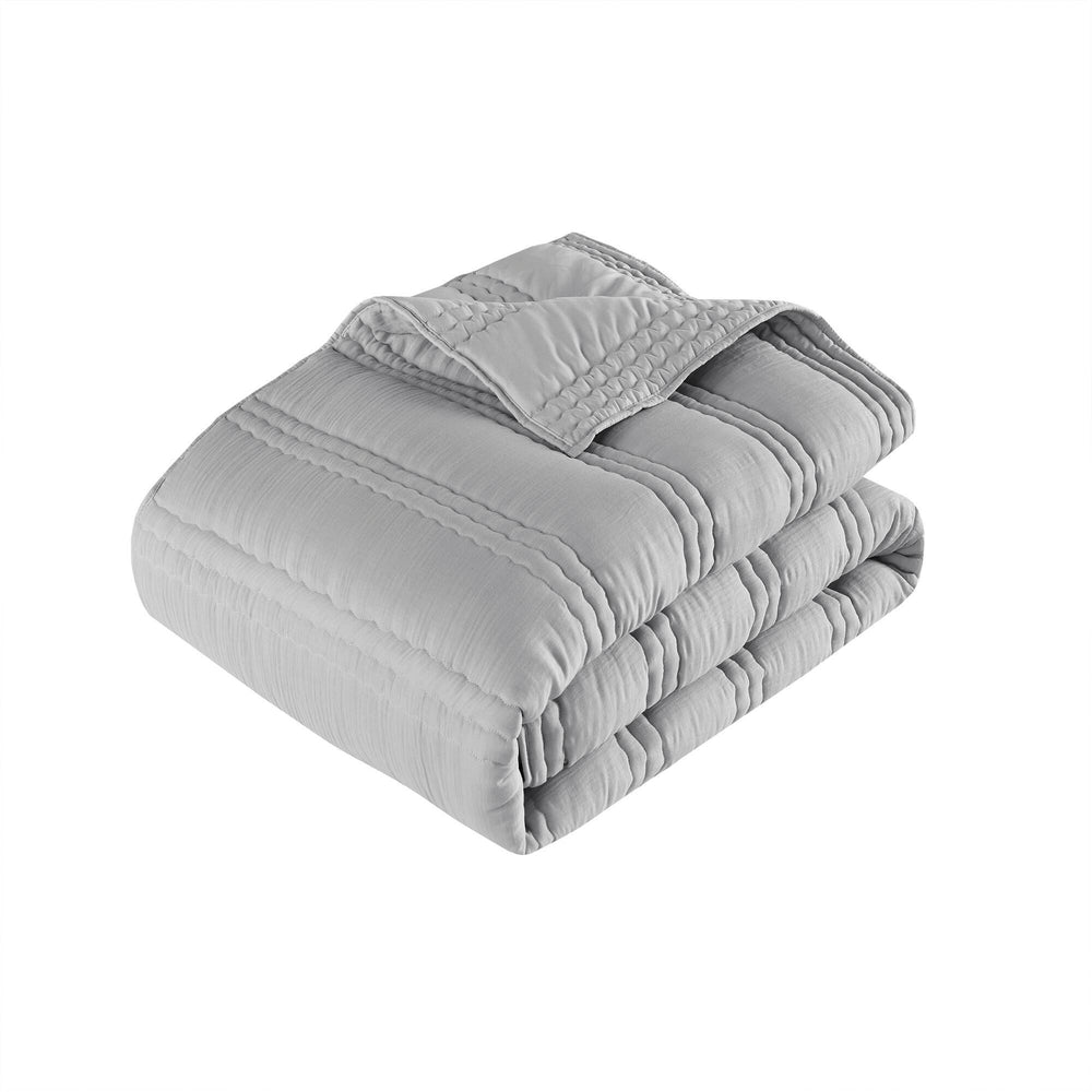 3 PCS King/Cal King Poly   Quilt Set Gray Media 8
