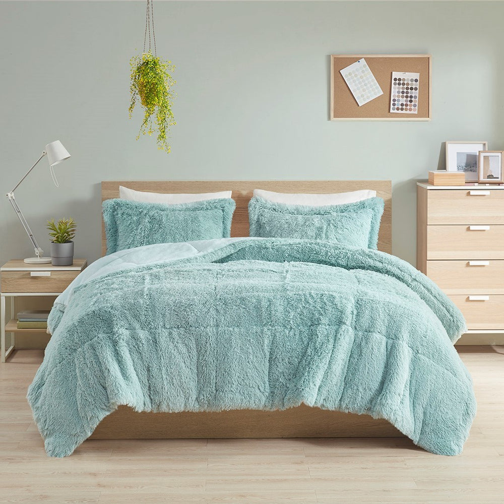 Twin/Twin XL Shaggy Long Fur Comforter Mini Set Media 8