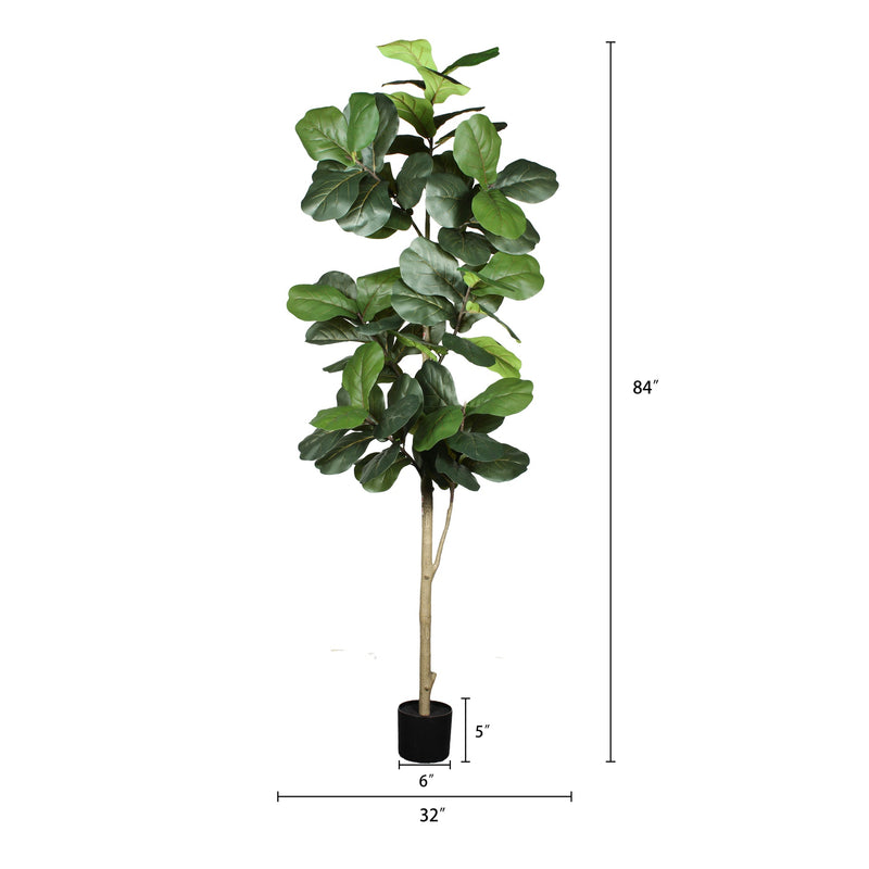 7' Artificial Fiddle Leaf Fig Tree in Black Plastic Pot