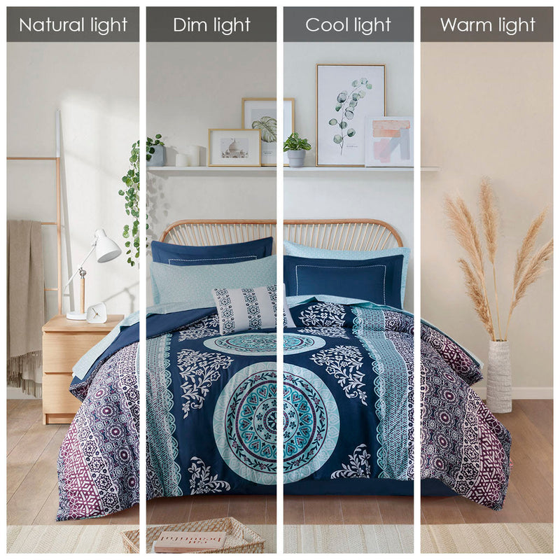 Queen Boho Comforter Set with Bed Sheets
