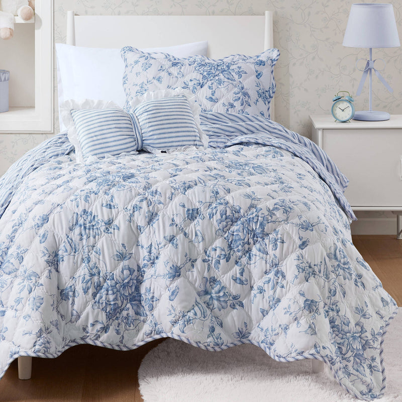 3 Pieces Twin/Twin XL Quilt Set with Decorative Pillow,Blue