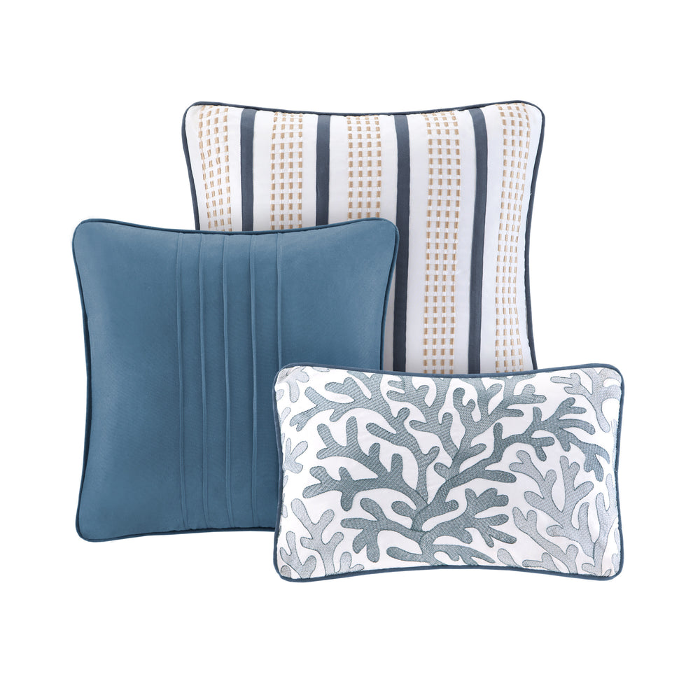 Brushed   Quilt Set with Throw Pillows Blue Twin/Twin XL Media 4