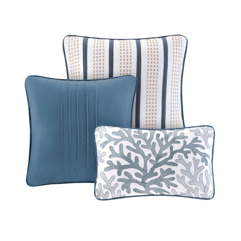 Brushed   Quilt Set with Throw Pillows Blue Twin/Twin XL