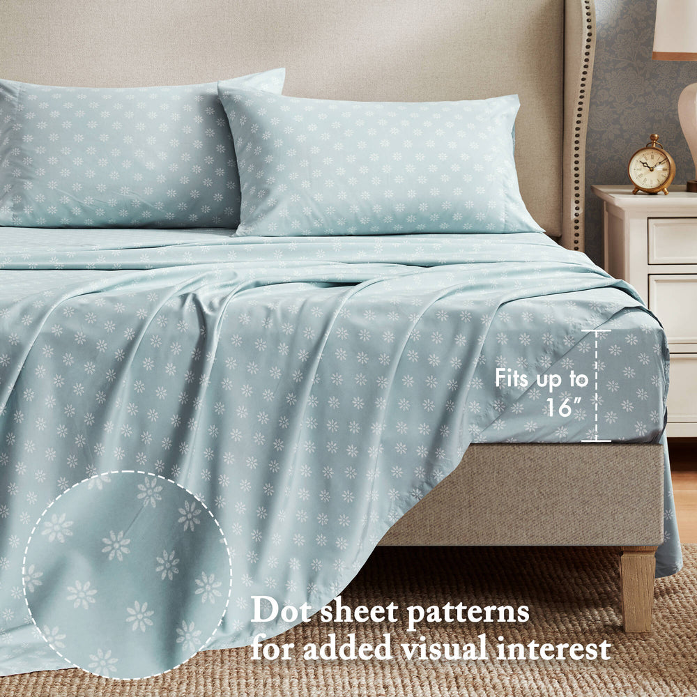 5-Piece Twin 5 Piece Vin -inspired Collection floral print,Soft Blue Media 4