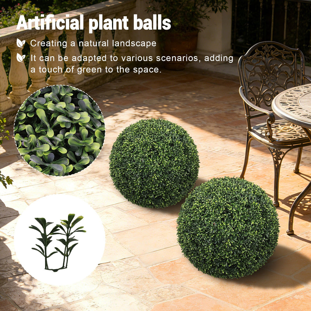 Artificial Boxwood Topiary Balls 18.5IN Green Outdoor Decorative Spheres for Garden Porch Patio Planter, 2pcs Set Plastic Media 4
