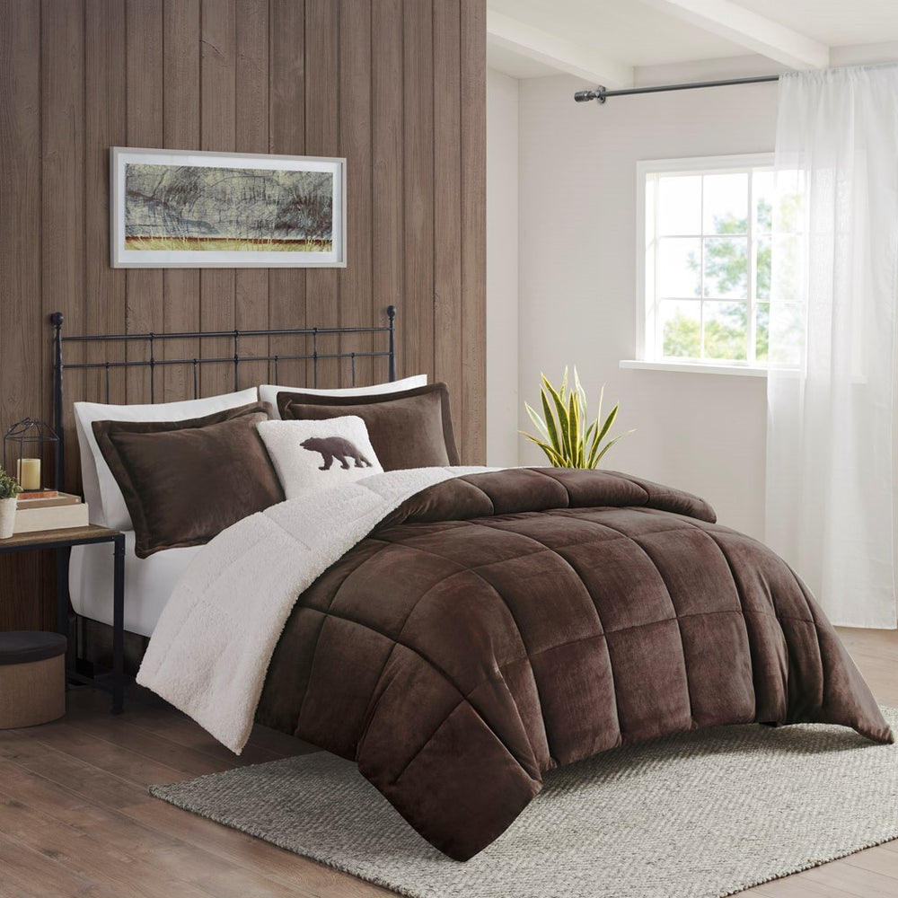 King Plush to Sherpa Down Alternative Comforter Set Media 1