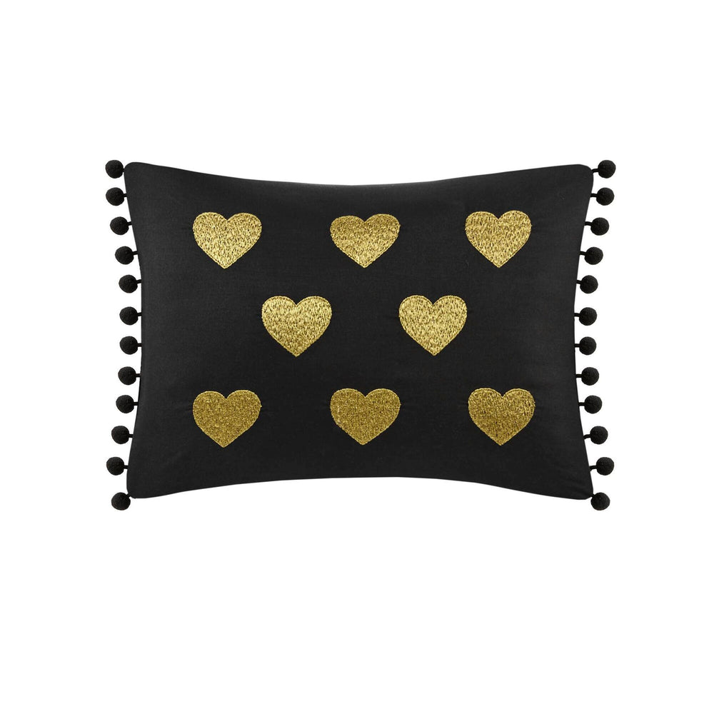 4 PCS Full/Queen Metallic Printed Plush Comforter Set with Throw Pillow Black/Gold Media 10