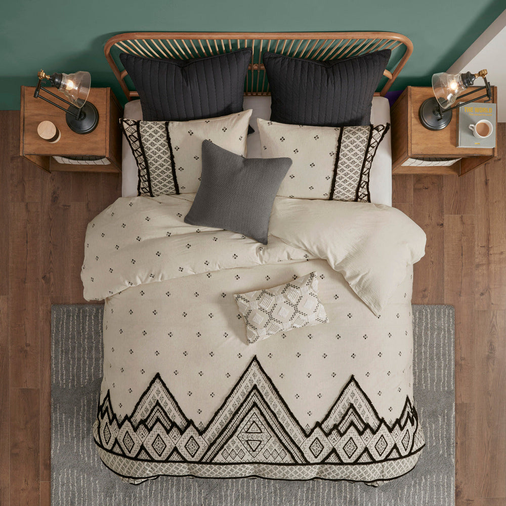 Full/Queen 3 Piece Flax and Cotton Blended Duvet Cover Set Media 7