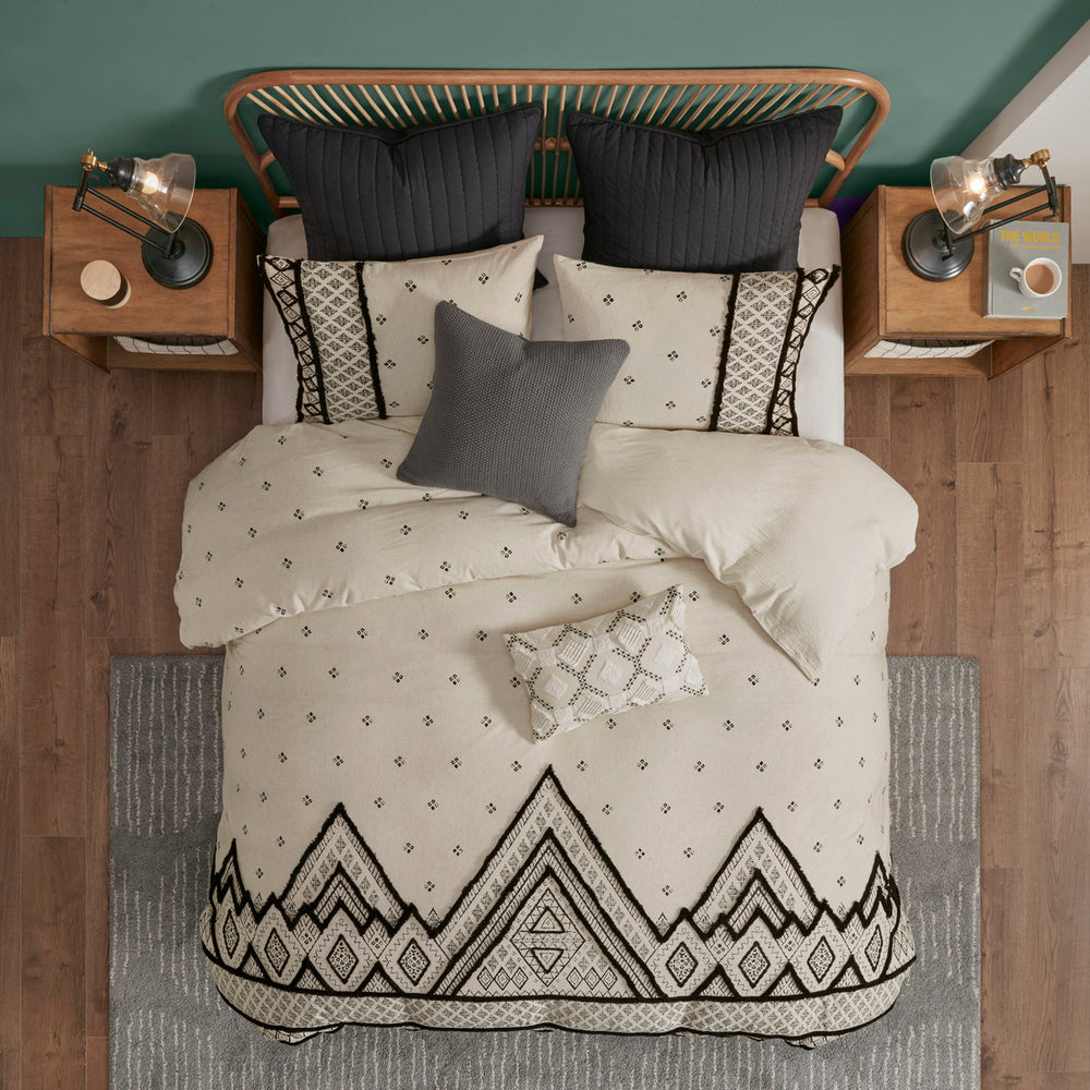 Full/Queen 3 Piece Flax and Cotton Blended Duvet Cover Set Media 7