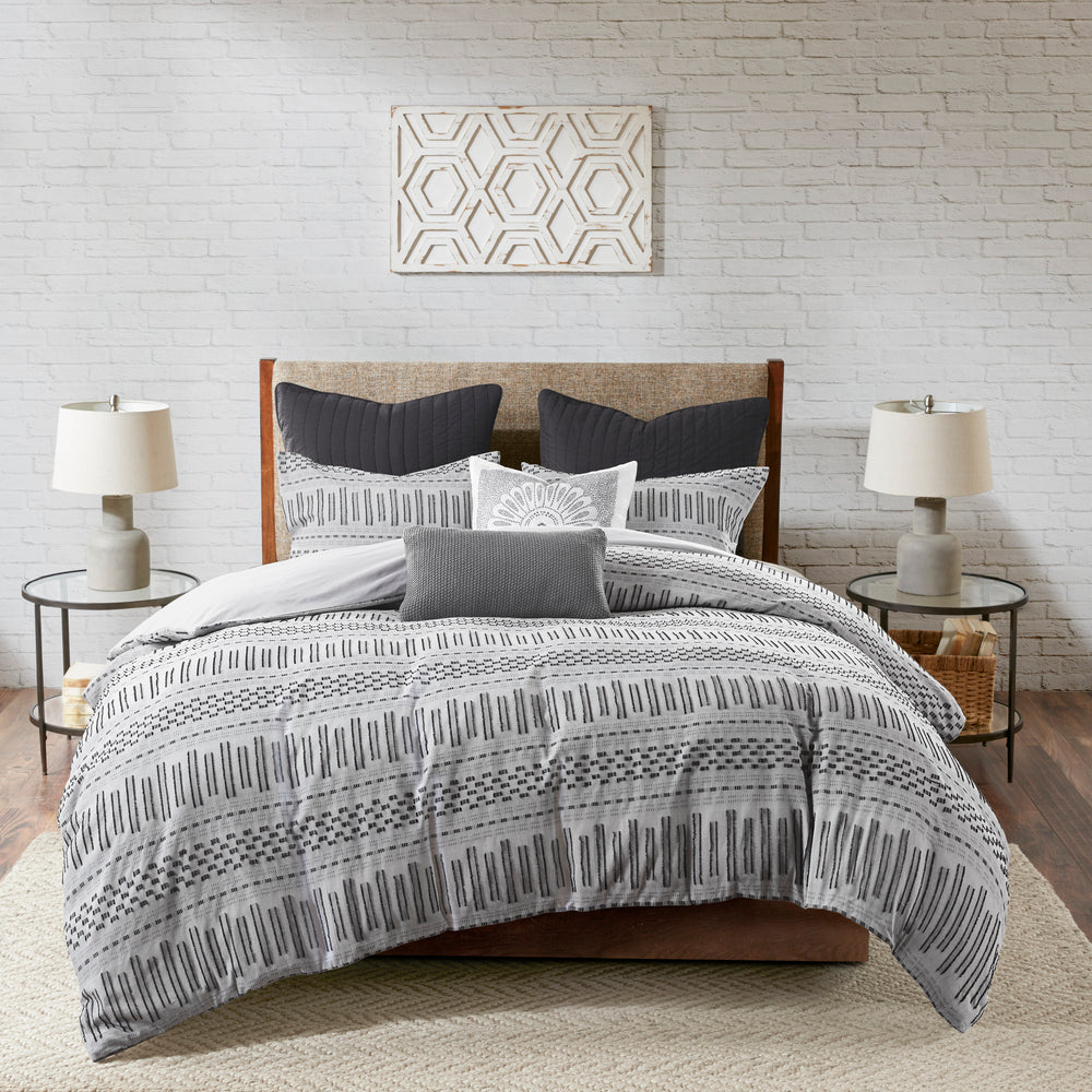 King/Cal King Cotton Jacquard Duvet Cover Mini Set Media 1