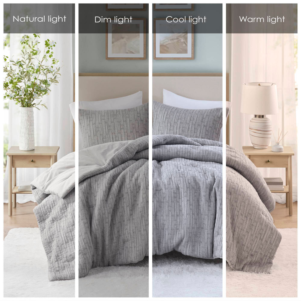 3 Pc solid soft bedding set modern style King/Cal King 100% cotton all season sheets-Charcoal sateen weave bed-sheets Media 4