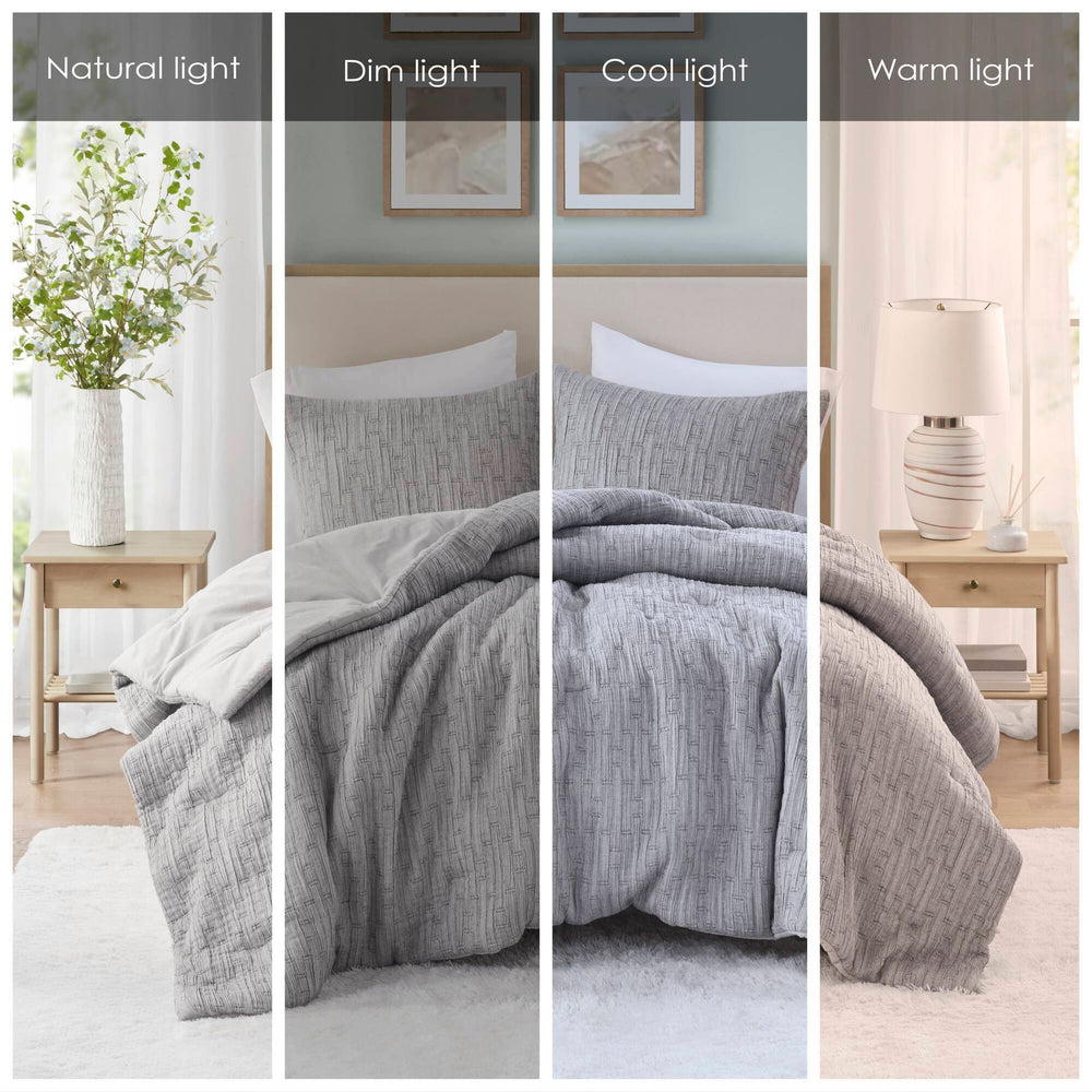 3 Pc solid soft bedding set modern style King/Cal King 100% cotton all season sheets-Charcoal sateen weave bed-sheets Media 4