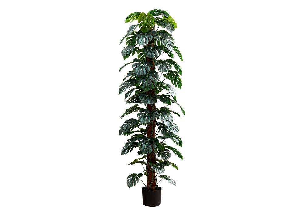 Artificial Plant, 83' Tall, Monstera Tree, Floor, Indoor, Decorative, Green Leaves, Black Pot Media 2