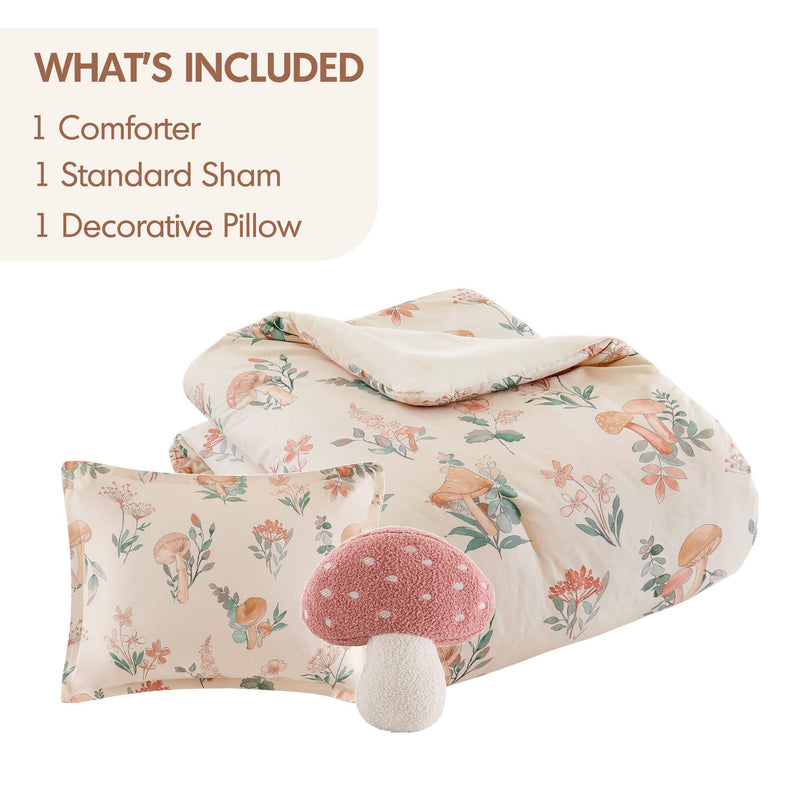 3- Piece Twin/Twin XL Mushroom Garden Comforter Set