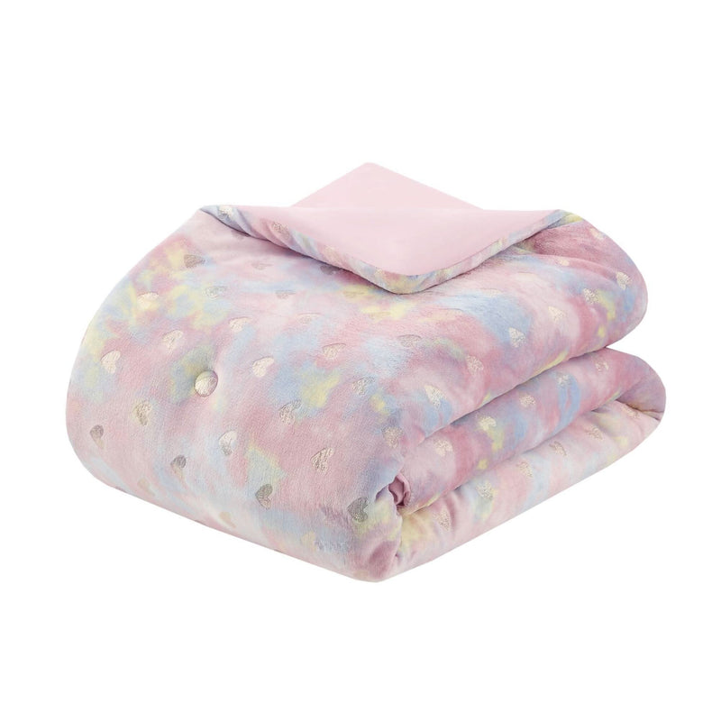 Plush Comforter Set Metallic Print & Throw Pillow Included Full Queen